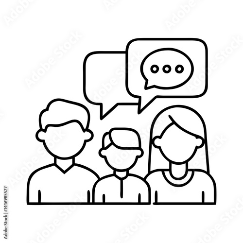 family chat icon, family chat line art - simple line art of family chat, perfect for family chat logos and icons
