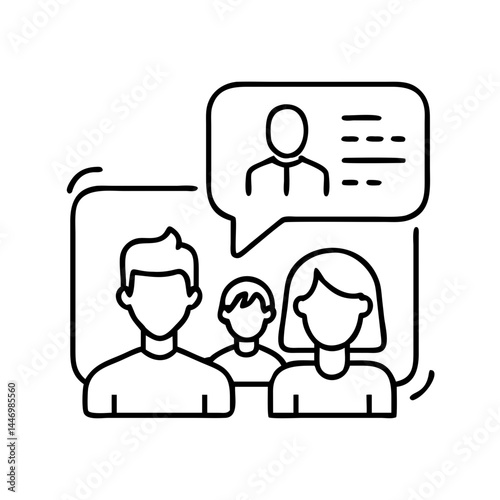 family chat icon, family chat line art - simple line art of family chat, perfect for family chat logos and icons