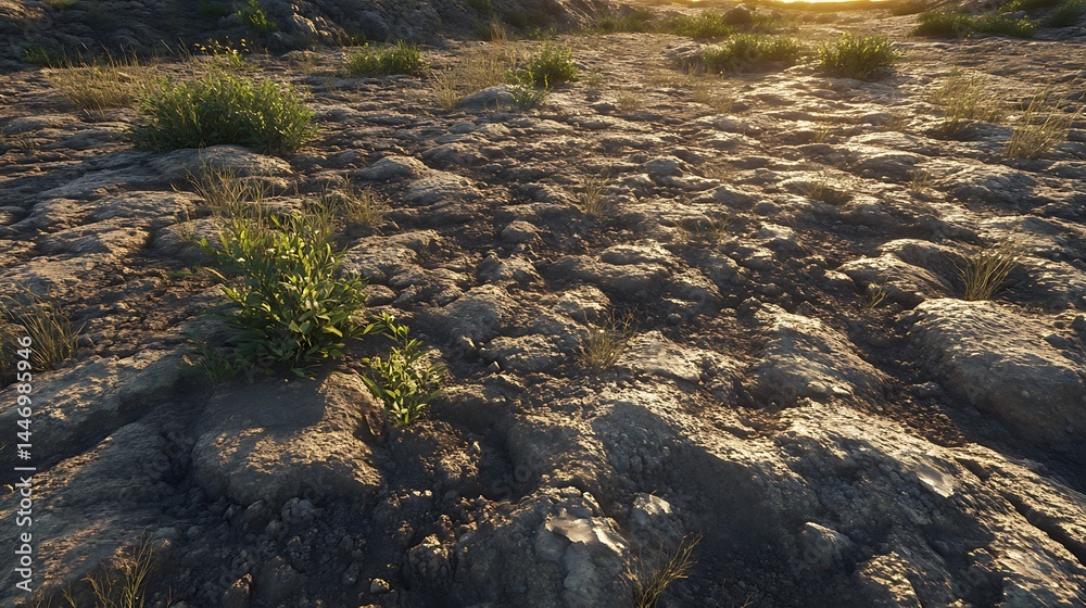 Naklejka premium Stone ground with plants