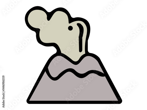 Vector illustration of Volcano Mountain with smoke icon in HD