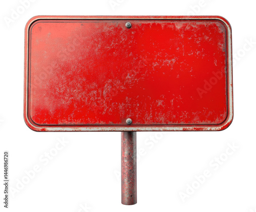 Rusty red blank sign urban environment street view isolated on transparent background