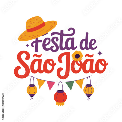 Festive Festa de São João Vector Design with Hat and Banners 2