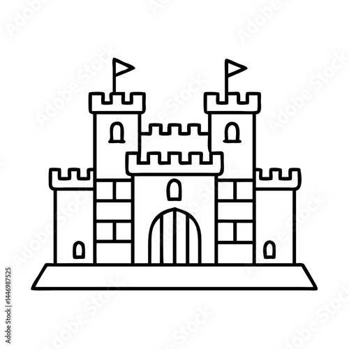 fortress icon, fortress line art - simple line art of fortress, perfect for fortress logos and icons