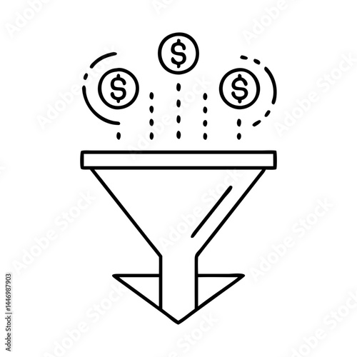 funnel filtering ideas icon, funnel filtering ideas line art - simple line art of funnel filtering ideas, perfect for funnel filtering ideas logos and icons