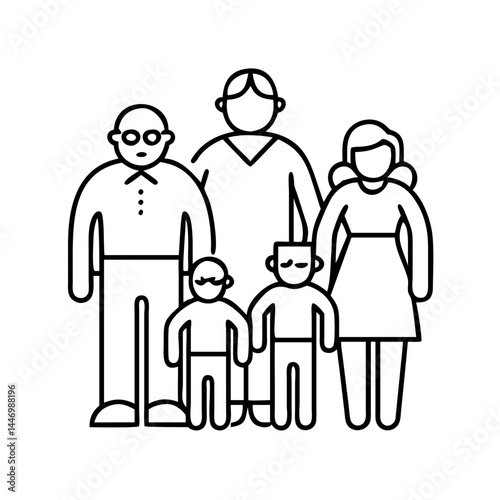 generational family icon, generational family line art - simple line art of generational family, perfect for generational family logos and icons