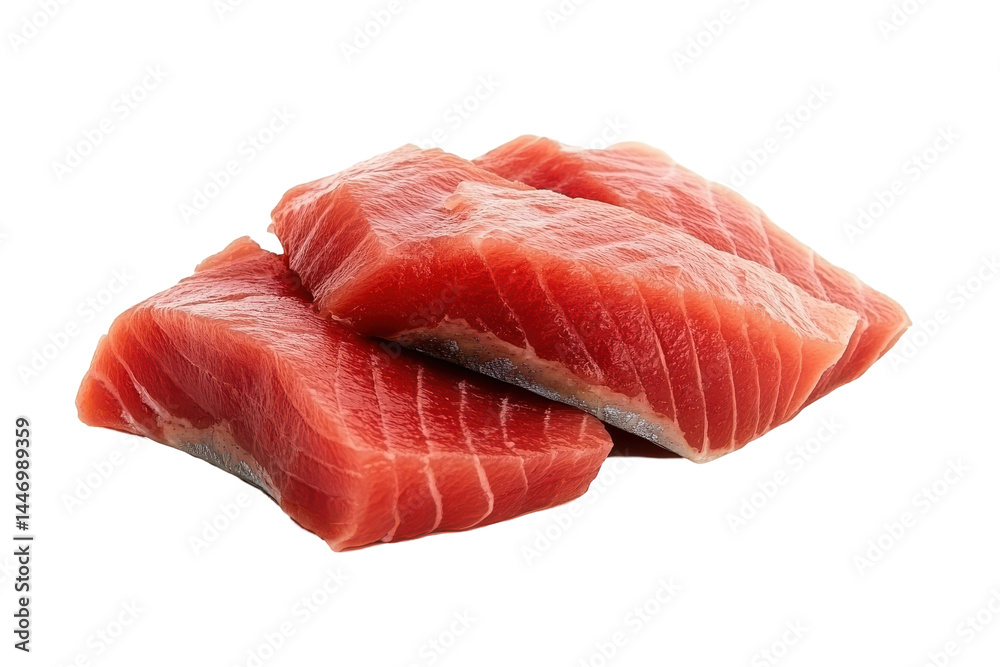 Fresh, raw fish steaks. Lightly marbled. Ready for cooking or eating. Deep red color Fresh, raw fish steaks. Lightly marbled. Ready for cooking or eating. Deep red color