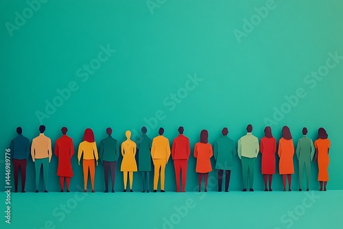 Teamwork Unity Silhouette Row Cutouts Background