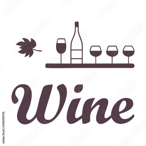 Wine O'Clock Vector Design. Fun Wine Themed with Bottle and Glasses Illustration