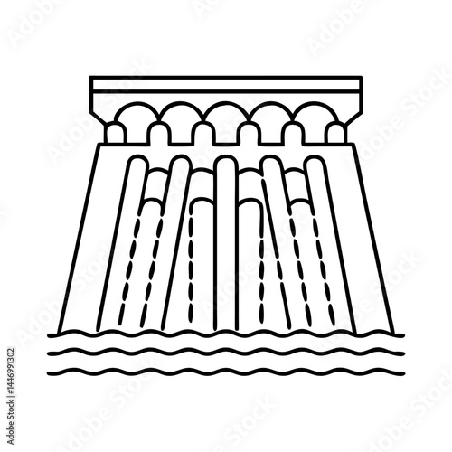 hydroelectric dam icon, hydroelectric dam line art - simple line art of hydroelectric dam, perfect for hydroelectric dam logos and icons