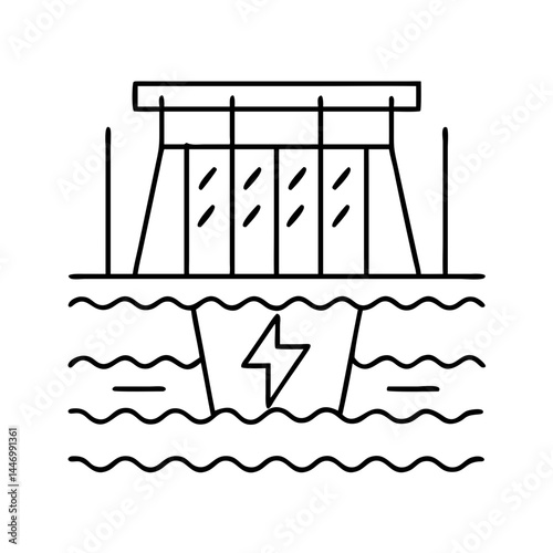 hydroelectric dam icon, hydroelectric dam line art - simple line art of hydroelectric dam, perfect for hydroelectric dam logos and icons