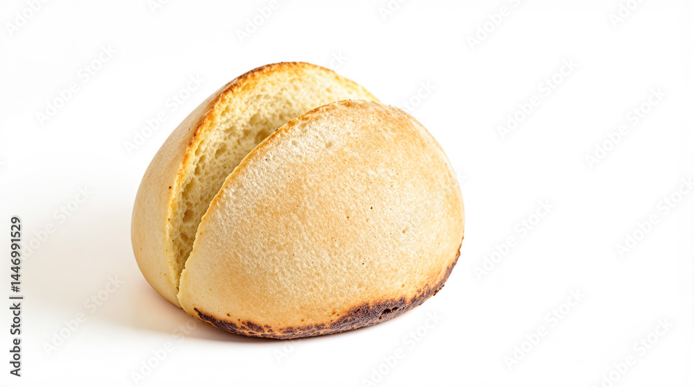 rustic round loaf of bread partially split showing its soft interior rustic round loaf of bread partially split showing its soft interior