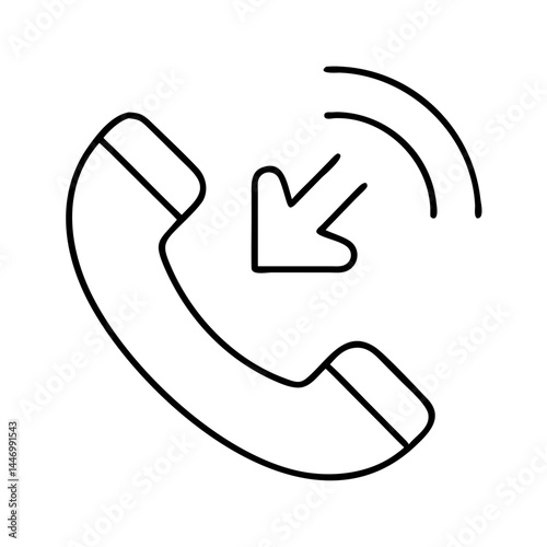 incoming call icon, incoming call line art - simple line art of incoming call, perfect for incoming call logos and icons