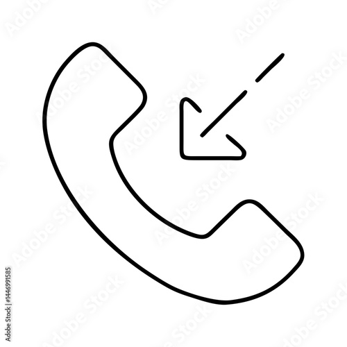 incoming call icon, incoming call line art - simple line art of incoming call, perfect for incoming call logos and icons