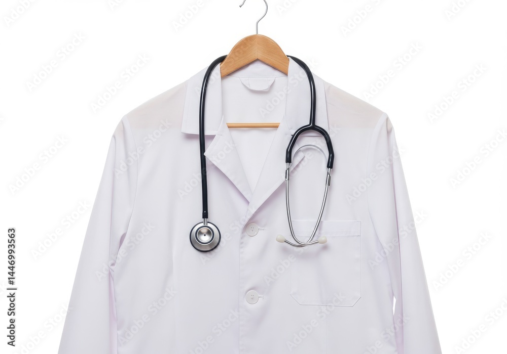 Labcoat with stethoscope isolated on white background Labcoat with stethoscope isolated on white background