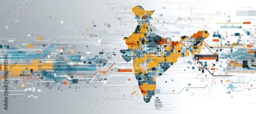 Obraz na płótnie India map with abstract modern effect. Generative AI technology. w salonie