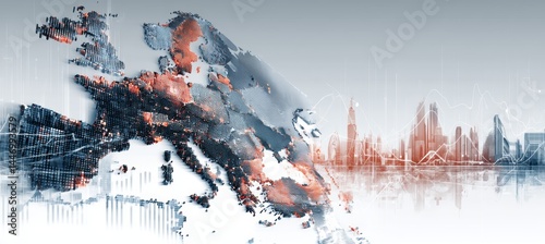 Obraz na płótnie Map of Europe. Generative AI technology.
w salonie