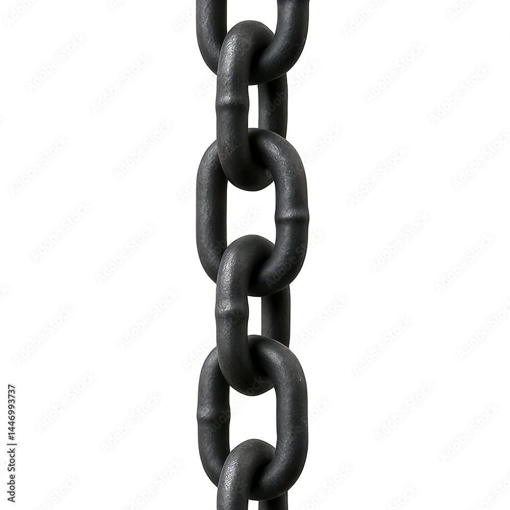 A detailed look at the robust links of a heavy dark metal chain, highlighting its rugged texture and powerful connection. A detailed look at the robust links of a heavy dark metal chain, highlighting its rugged texture and powerful connection.
