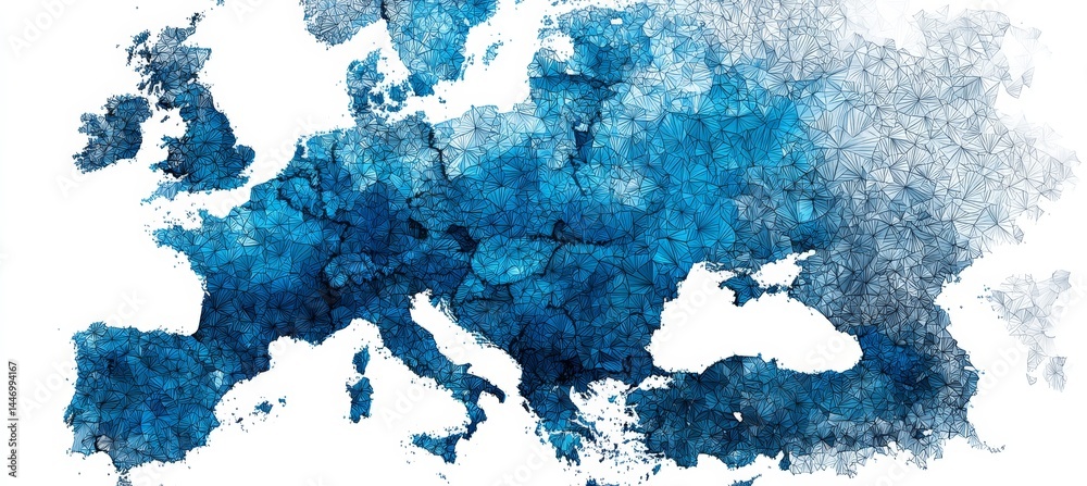 Europe map. Generative AI technology.