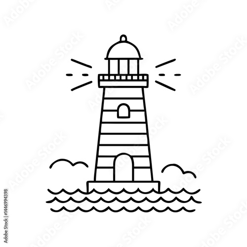lighthouse icon, lighthouse line art - simple line art of lighthouse, perfect for lighthouse logos and icons