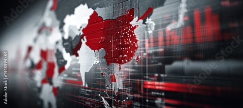 Obraz na płótnie China virtual map. Information wireless digital data. Generative AI technology.
w salonie