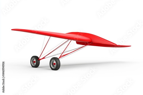 Red ultralight aircraft isolated on white