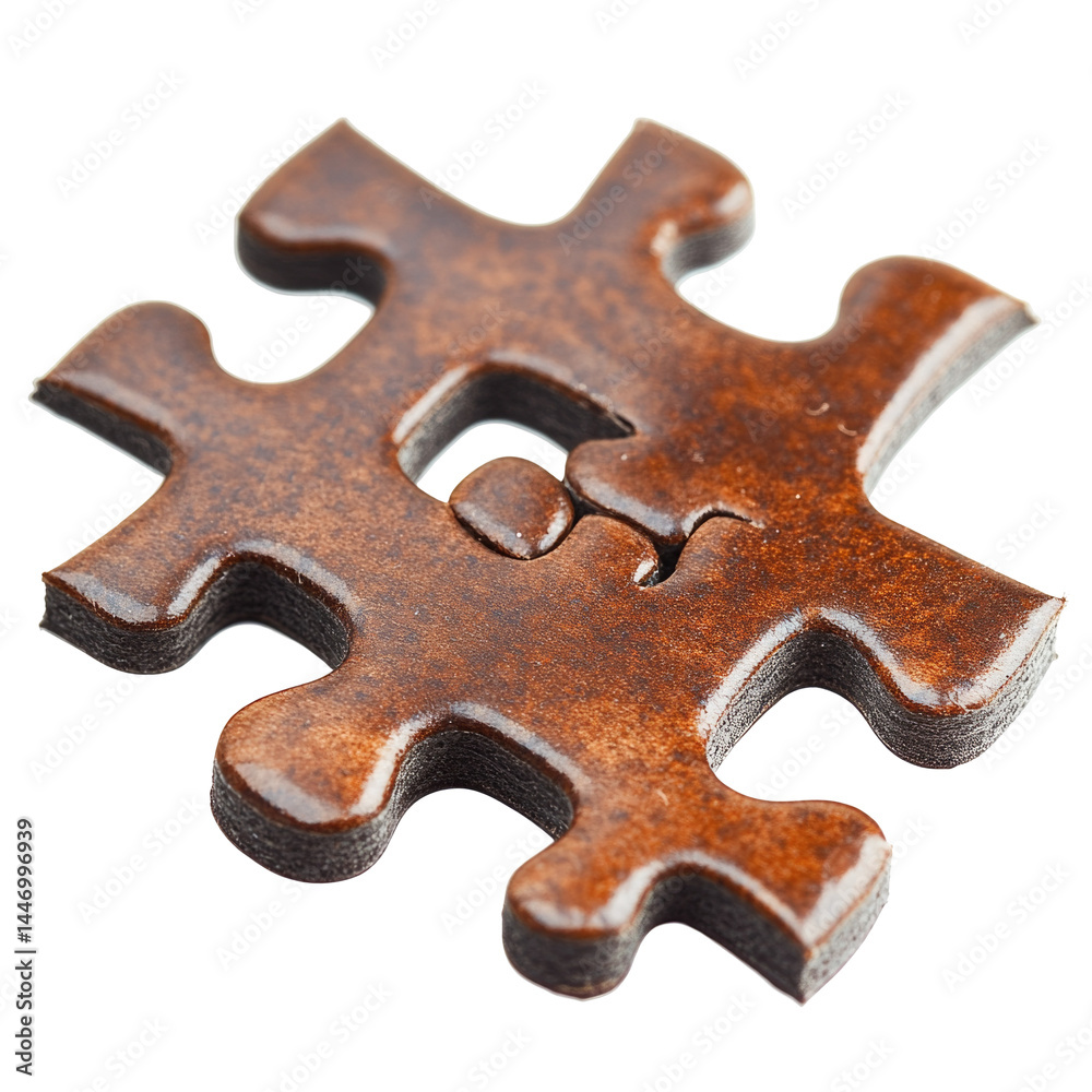 Fototapeta premium Puzzle Pieces Fitting Together Back isolated on a transparent background