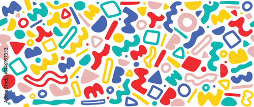 Fun colorful childish doodles seamless pattern vector. Abstract wallpaper design for print, home decoration, fabric and textiles. 
