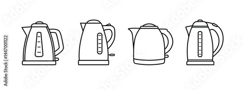 Electric kettle line art outline vector illustration
