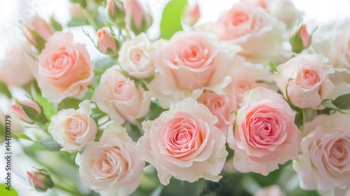 Delicate blush roses in a beautiful bouquet.