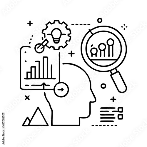 analytical thinking icon, analytical thinking line art - simple line art of analytical thinking, perfect for analytical thinking logos and icons