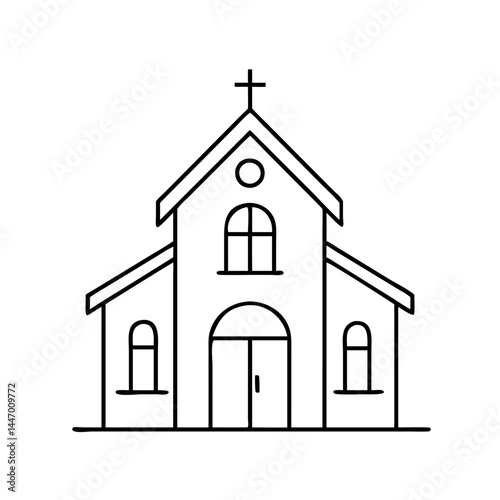 church icon, church line art - simple line art of church, perfect for church logos and icons