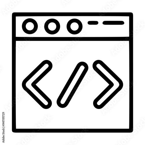 HTML tag (outline style). This image depicts angle brackets with a slash in between, commonly used in HTML to denote the end of a tag. It represents the basic structure of HTML code, used for web page