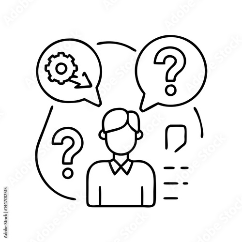critical questioning icon, critical questioning line art - simple line art of critical questioning, perfect for critical questioning logos and icons
