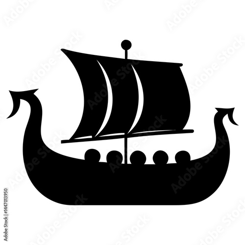 Discover the historical viking ship longboat silhouette vector image for nautical and maritime designs today isolated on transparent background