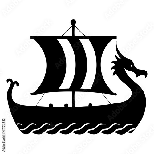 Explore the high seas with this detailed viking ship illustration perfect for history buffs and nautical enthusiasts isolated on transparent background