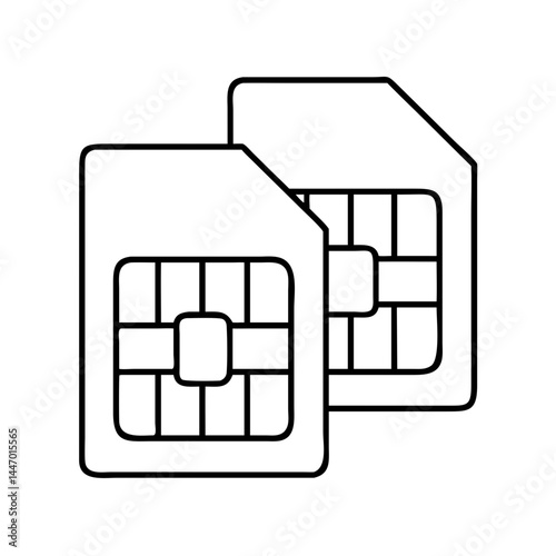 dual sim icon, dual sim line art - simple line art of dual sim, perfect for dual sim logos and icons