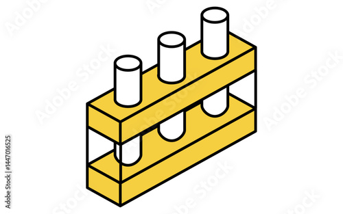 Simple line drawing of test tube icon, isometric illustration