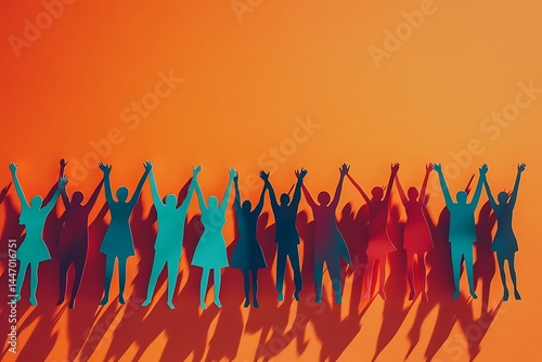 Uplifting Paper People Silhouettes Standing Together