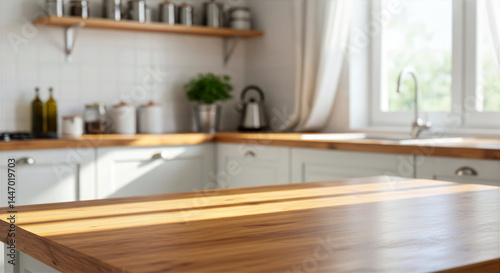 Wallpaper Mural bright kitchen island with sunlit wooden countertop Torontodigital.ca