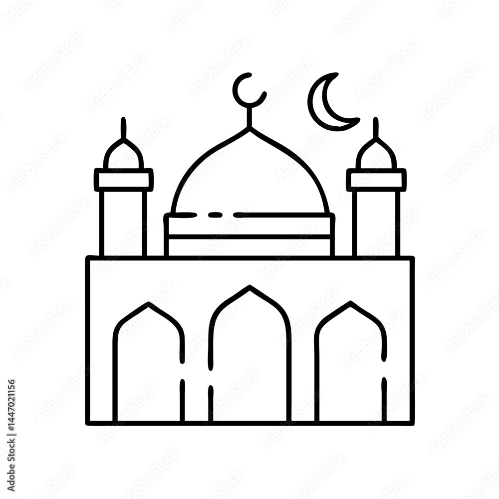 mosque icon, mosque line art - simple line art of mosque, perfect for mosque logos and icons mosque icon, mosque line art - simple line art of mosque, perfect for mosque logos and icons