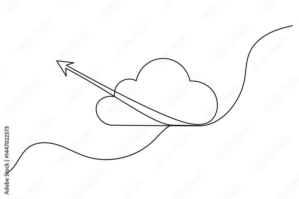 Obraz premium Cloud storage continuous one line drawing and minimalist style isolate outline vector icon