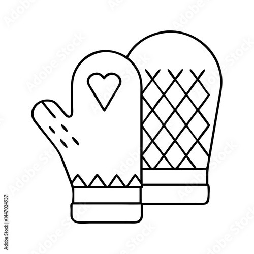 oven mitts icon, oven mitts line art - simple line art of oven mitts, perfect for oven mitts logos and icons