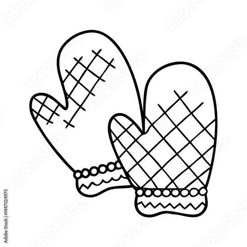 oven mitts icon, oven mitts line art - simple line art of oven mitts, perfect for oven mitts logos and icons