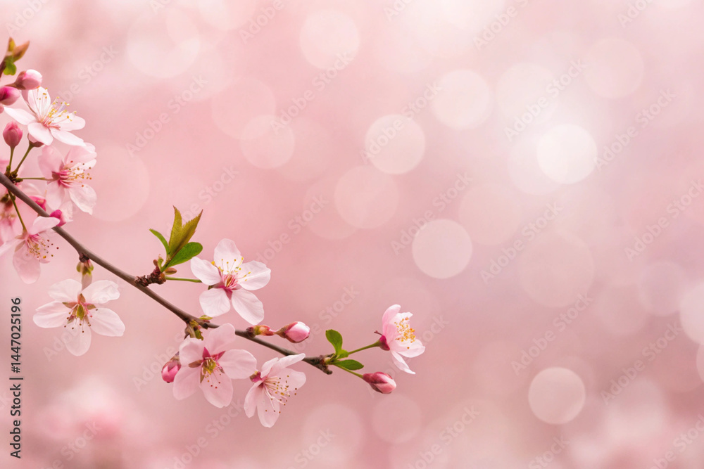 Pink Cherry Blossom Branch in Spring Bloom Pink Cherry Blossom Branch in Spring Bloom