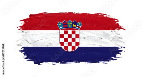 Croatia Flag Grunge Style Paint Stroke Design National Symbol