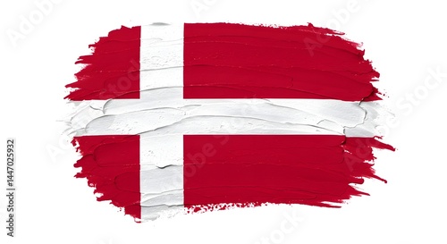 Denmark Flag Artistic Paint Stroke Design National Symbol Scandinavian Country Heritage Culture Identity