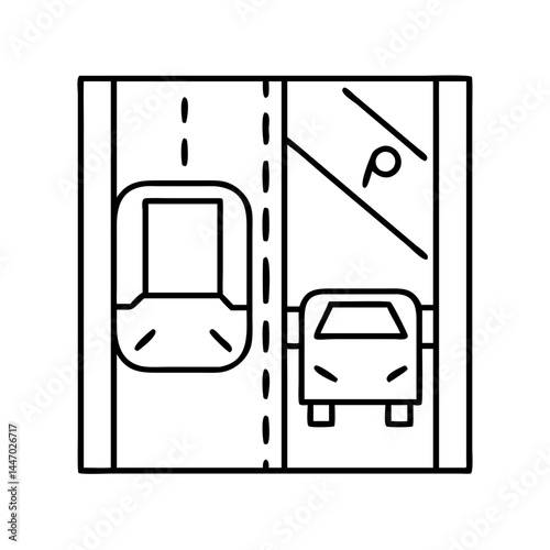 parking lot icon, parking lot line art - simple line art of parking lot, perfect for parking lot logos and icons