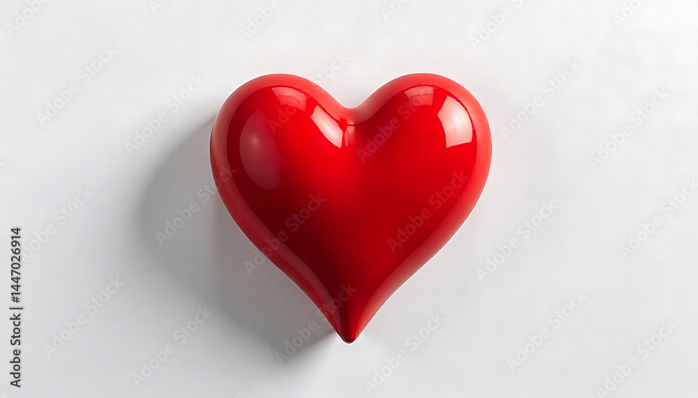 A single, beautifully designed red heart placed on a completely clear or plain background. The heart should appear elegant, glossy, and visually striking, with smooth curves and a radiant finish — sim A single, beautifully designed red heart placed on a completely clear or plain background. The heart should appear elegant, glossy, and visually striking, with smooth curves and a radiant finish — sim