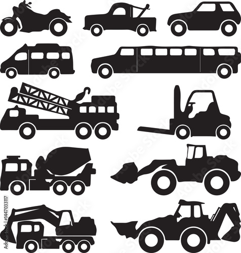 Construction Vehicle silhouette set
