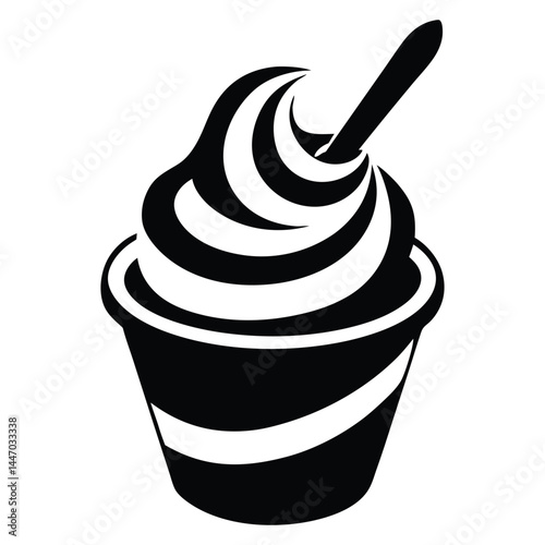 Minimalist cup ice cream logo vector art illustration, Perfect for Summer, Street Food, or Logo Design